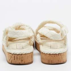 Chanel Cream Leather and Rope Dad Sandals Size 37