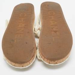 Chanel Cream Leather and Rope Dad Sandals Size 37