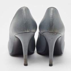 Pre Owned Chanel Grey/Burgundy Leather CC Cap-Toe Bow Pumps Size 38