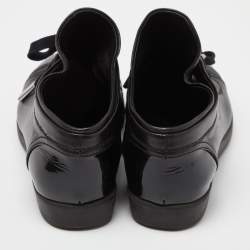 Pre Owned Chanel Black Patent and Leather CC Low Top Sneakers Size 38