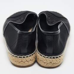 Chanel Black Mesh and Leather CC Cap Toe Espadrille Flats Size 35