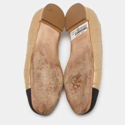Chanel Beige/Black Quilted Leather Slip On Smoking Slippers Size 38.5