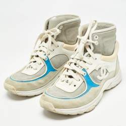 Pre Owned Chanel Multicor Suede And Leather CC High Top Sneakers Size 39