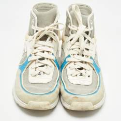 Pre Owned Chanel Multicor Suede And Leather CC High Top Sneakers Size 39