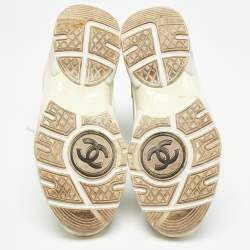 Pre Owned Chanel Multicor Suede And Leather CC High Top Sneakers Size 39