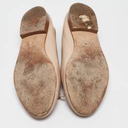 Pre Owned Chanel Beige Leather CC Ballet  Flats Size 39