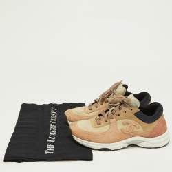 Pre Owned Chanel Multicolor Suede CC Low Top Sneakers Size 36