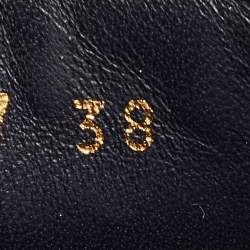 Pre Owned Chanel Navy Blue Tweed Tropiconic Chain Flat Slides Size 38