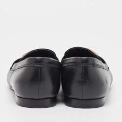 Chanel Black Leather CC Loafers Size 38.5