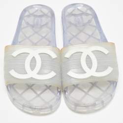 Chanel Transparent Rubber CC Slides Size 40