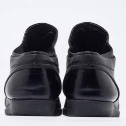 Pre Owned  Chanel Black Patent and Leather CC Lace Up Sneakers Size 40.5
