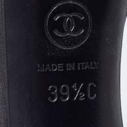 Chanel Black Leather Chain Embellished Strap Sandals Size 39.5