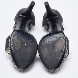 Chanel Black Leather Chain Embellished Strap Sandals Size 39.5