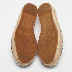 Pre Owned Chanel Multicolor Printed Fabric and Patent Leather CC Espadrille Flats Size 36