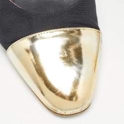 Pre Owned Chanel Black Canvas and Leather CC Slingback Pumps Size 40.5