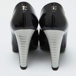 Pre Owned Chanel Tri Color Patent Leather CC Cap Toe Pumps Size 35