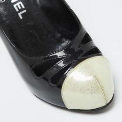 Pre Owned Chanel Tri Color Patent Leather CC Cap Toe Pumps Size 35