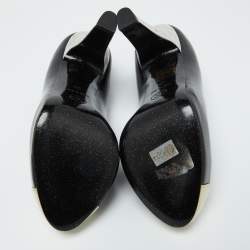 Pre Owned Chanel Tri Color Patent Leather CC Cap Toe Pumps Size 35