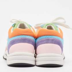Pre Owned Chanel Multicolor Suede and Felt CC Low Top Sneakers Size 39.5