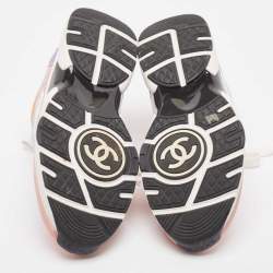 Pre Owned Chanel Multicolor Suede and Felt CC Low Top Sneakers Size 39.5
