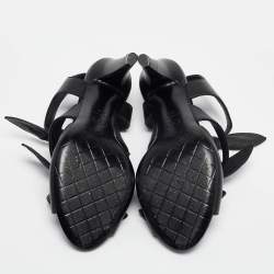 Chanel Black Leather CC Knotted Bow Sandals Size 37
