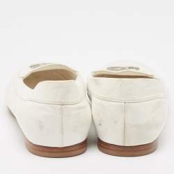Chanel White Leather CC Smoking Slipper Size 41 