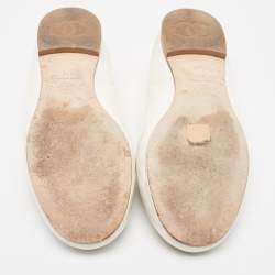 Chanel White Leather CC Smoking Slipper Size 41 