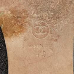 Pre Owned Chanel Two Leather Cap Toe CC Ballet Flats Size Size 41
