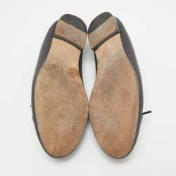 Pre Owned Chanel Two Leather Cap Toe CC Ballet Flats Size Size 41