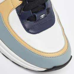 Pre Owned Chanel Multicolor Leather and Patent Leather CC Logo Sneakers Size 38