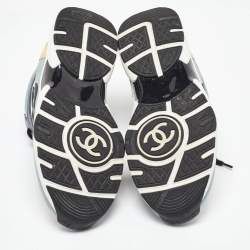 Pre Owned Chanel Multicolor Leather and Patent Leather CC Logo Sneakers Size 38