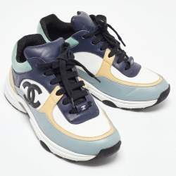 Pre Owned Chanel Multicolor Leather and Patent Leather CC Logo Sneakers Size 38