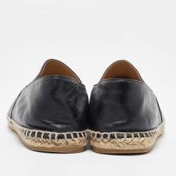 Pre Owned Chanel Black Leather CC  Cap Toe Espadrille Flats Size 39