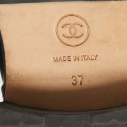Pre Owned Chanel Black Leather Interlocking CC Logo Combat Boots Size 37