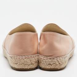 Pre Owned Chanel Pink Leather CC Cap Toe Espadrille Flats Size 38