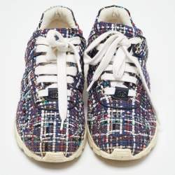 Chanel Multicolor Canvas and Leather CC Low Top Sneakers Size 36.5