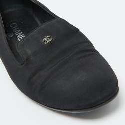 Chanel Black Fabric Smoking Slippers Size 40.5