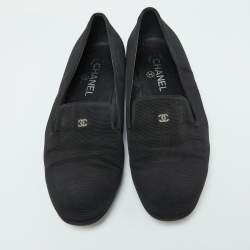 Chanel Black Fabric Smoking Slippers Size 40.5