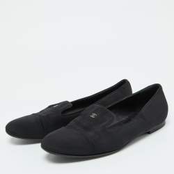 Chanel Black Fabric Smoking Slippers Size 40.5