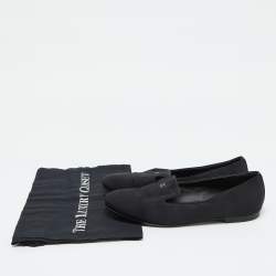 Chanel Black Fabric Smoking Slippers Size 40.5