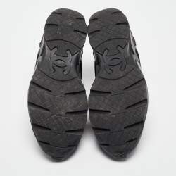 Chanel Black Leather and Tweed CC Low Top Sneakers 39