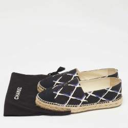 Chanel Black Printed Canvas CC Espadrille Flats Size 38