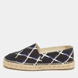 Chanel Black Printed Canvas CC Espadrille Flats Size 38