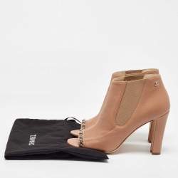 Chanel Beige Leather Open Toe Booties Size 38