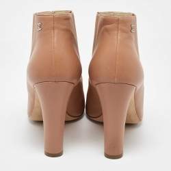 Chanel Beige Leather Open Toe Booties Size 38