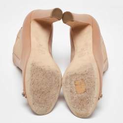 Chanel Beige Leather Open Toe Booties Size 38