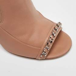 Chanel Beige Leather Open Toe Booties Size 38