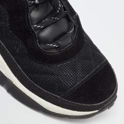 Pre Owned Chanel Black Mesh Suede and Mesh CC  Low Top Sneakers Size 39