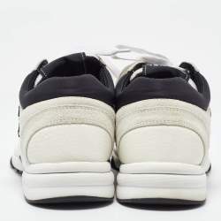 Pre Owned Chanel White Mesh and Suede Low Top Sneakers Size 38.5