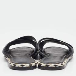 Pre Owned Chanel Black Canvas CC Flat Slides Size 38